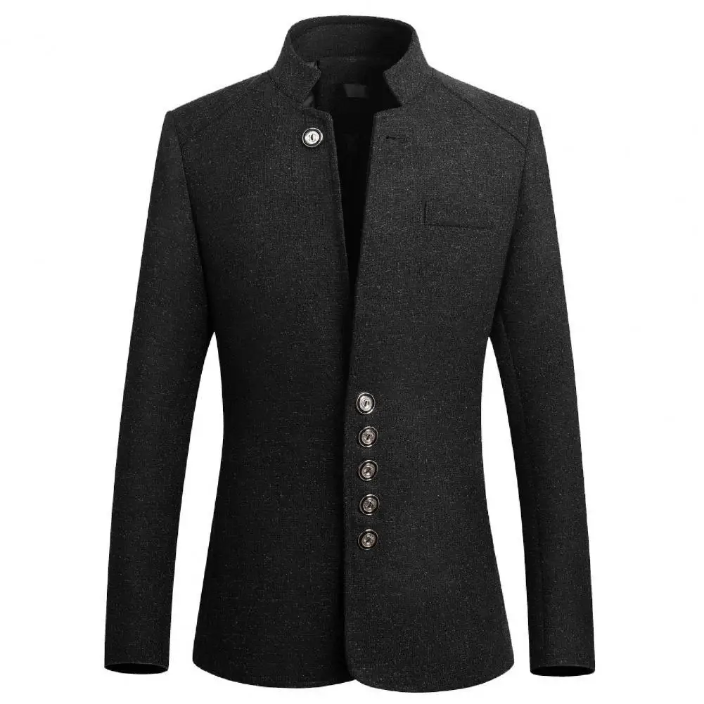 Top Trends: Fashion Men Stand Collar Suit Jacket Slim Single Breasted Business Blazer Coat Shoppable Styles