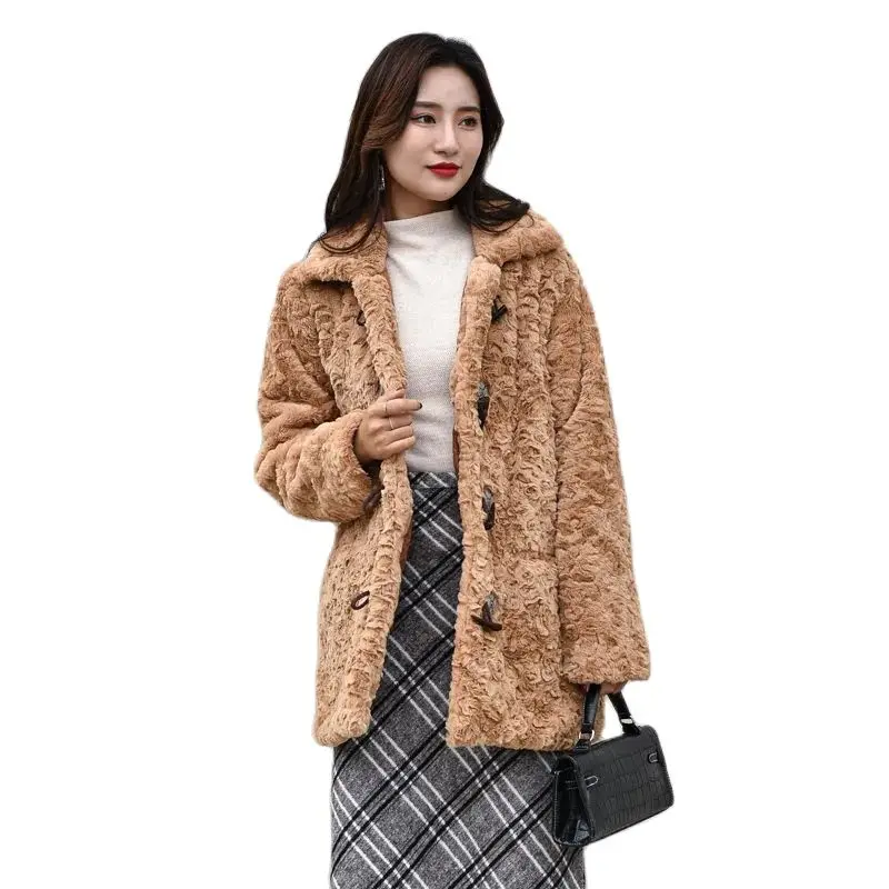 Top Trends: 2022Autumn Winter Women New Wool Grace High-end Jacket Female Mid-length Lmitate Fur Coat Mink Brushed Plush Slim Coat A699 Shoppable Styles