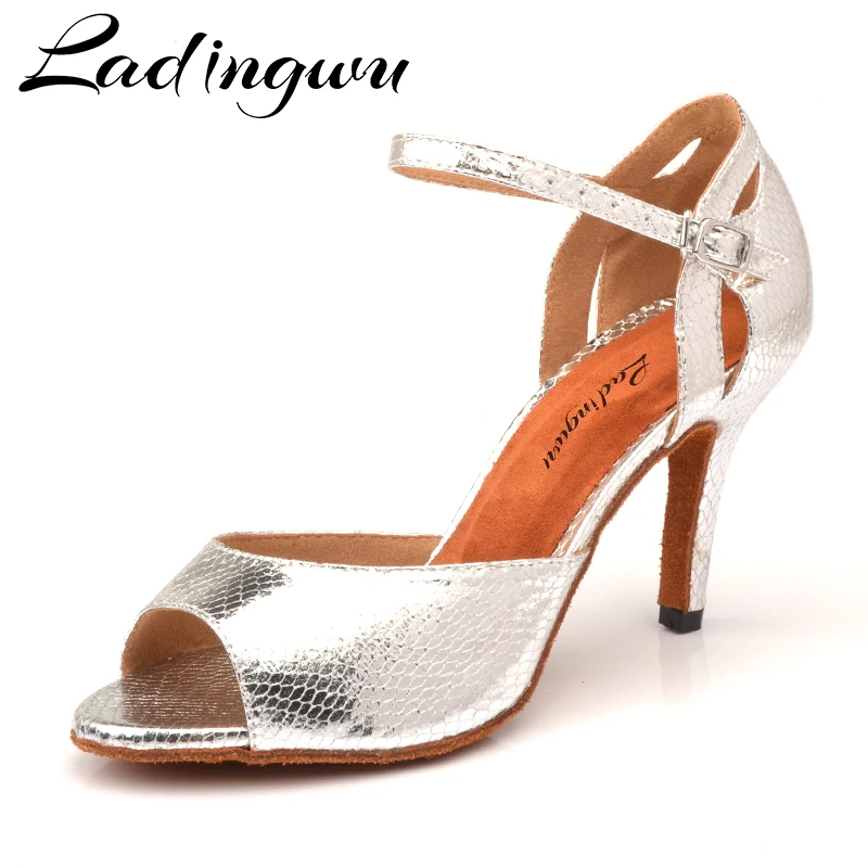 Top Trends: Ladingwu New Salsa Shoes Dance Women&#039;s Ballroom Dance Shoes Sandals Party Performance Women Latin Dance Shoes Silver Snake PU Shoppable Styles