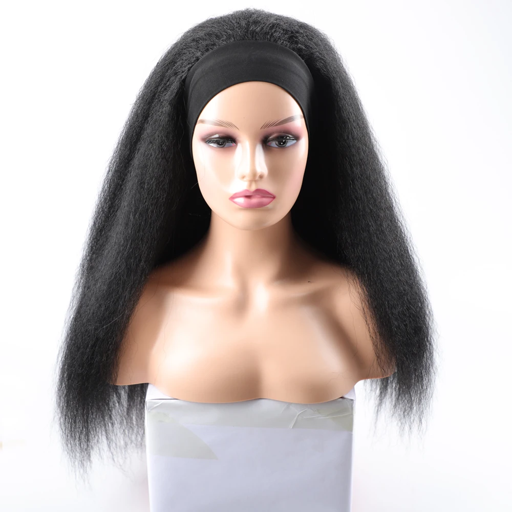 Top Trends: Synthetic Long Kinky Straight Headband Wig For Black Women Afro Synthetic Hair Wigs Headband Wig Blonde Black Red Purple Shoppable Styles