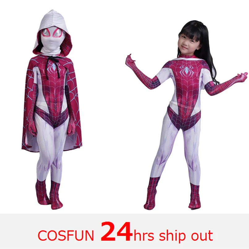 Top Trends: Free Shipping Spider-Gwen Cosplay Costumes Girl Gwen Hoodies With Headgear Costumes Suitable For Halloween 24 Hrs Shipped Out Shoppable Styles