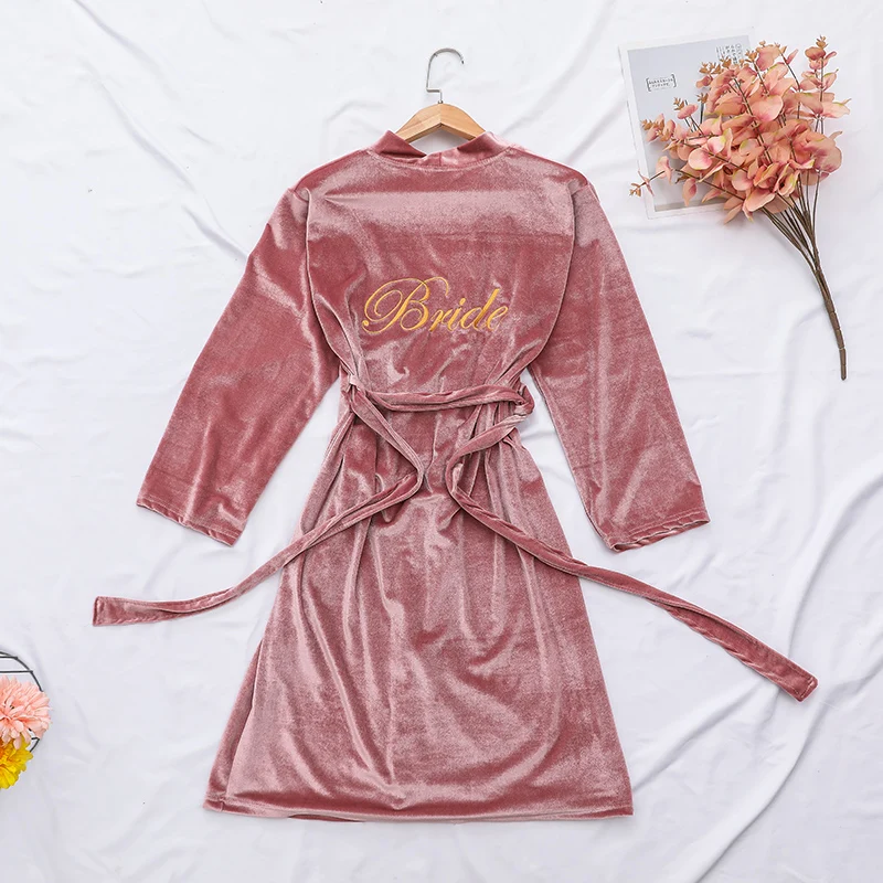 Top Trends: Women Sexy Bride Wedding Robe Sleepwear Velvet Intimate Lingerie Home Clothes Soft Embroidery Nightgown Nightwear Kimono Gown Shoppable Styles