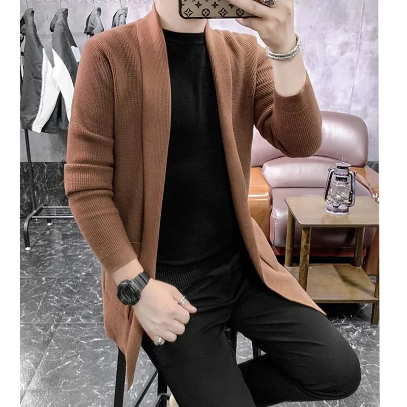 Top Trends: British Style Men's Sweaters New Autumn Casual Solid Knitted Coat Male Cardigan Designer Homme Sweater Slim Fitted Warm Clothing Shoppable Styles