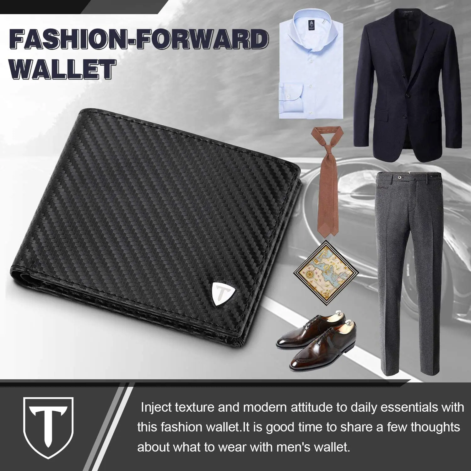 Top Trends: TEEHON Wallets For Men Carbon Fibre Leather Fashion Business Purse RFID Blocking Bifold Coin Pocket Men's Wallet Shoppable Styles - Image 2