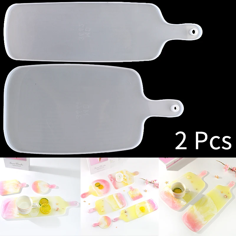 Top Trends: 2 Pcs Handle Tray Set Molde Silicona Resina Cutting Board Molds Coaster DIY Epoxy Silicone Resin Mold For Home Desk Craft Tools Shoppable Styles