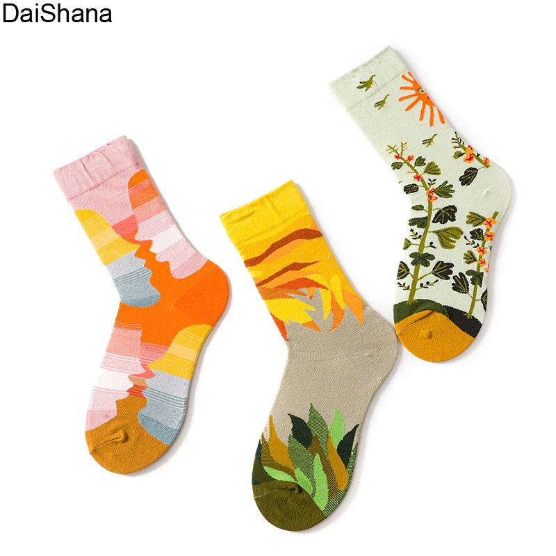 Top Trends: Novelty Happy Funny Women Graphic Socks Combed Cotton Art Abstract Oil Painting Socks French Style Crew Sokken Christmas Gift Shoppable Styles - Image 3