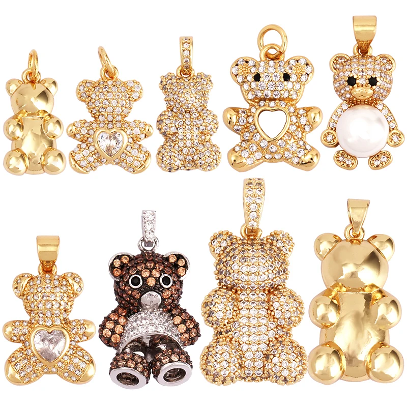 Top Trends: Cute Bear Charm Pendant In Gold Colour , Pearl Cubic Zironia CZ Paved , Jewelry Necklace Bracelet Making Wholesale Supplies Shoppable Styles