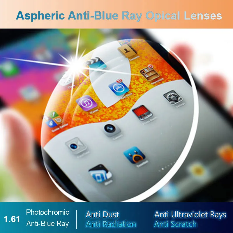 Top Trends: 1.61 Anti-Blue Ray Photochromic Men And Women Optical Lenses Prescription Vision Correction Lenses For Digital Devices Photogray Shoppable Styles