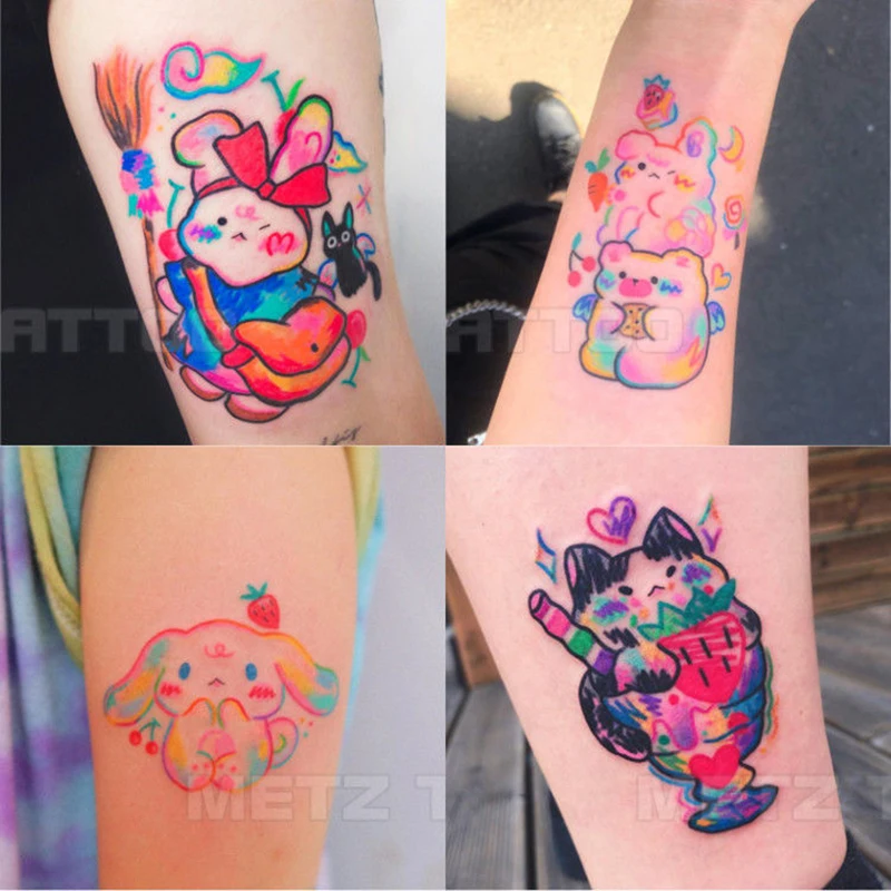 Top Trends: 50Pcs Temporary Tattoo Sticker Waterproof Water Transfer Cute Graffiti Fake Tattoo Face Arm Sticker New Temporary Tattoo Shoppable Styles