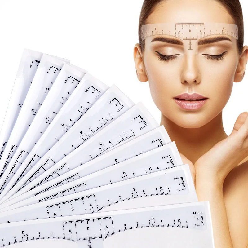 Top Trends: 10pcs Disposable Eyebrow Large Ruler Microblading Accessory Tool Measurement Mark Permanent Makeup Brow Sticker Tattoo Tool Kit Shoppable Styles