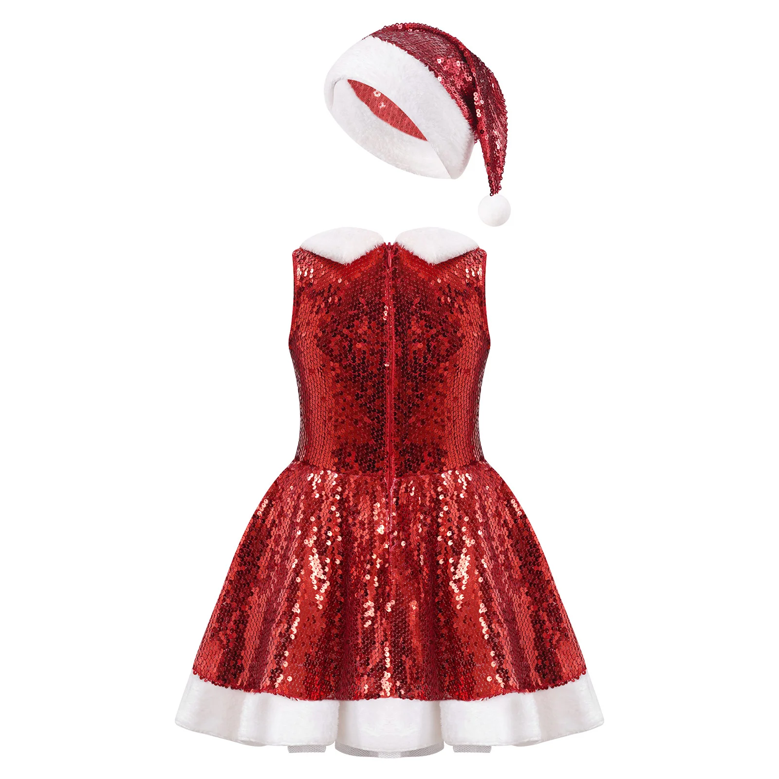 Top Trends: Kids Christmas Costume Sleeveless Sequins Ballet Tutu Dress Figure Skating Gymnastics Leotard Jazz Latin Performance Dancewear Shoppable Styles - Image 2