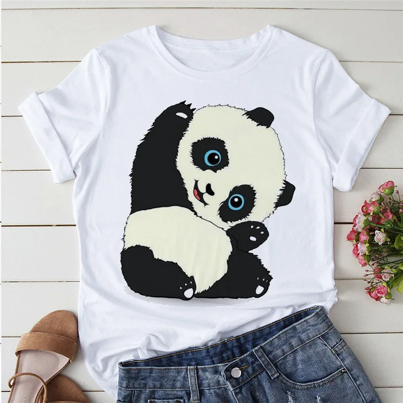 Top Trends: Women Tshirt Fashion Tops Cartoon Stretching Panda 90s Clothes Print T Shirt Short Sleeve Summer White T-shirt Female Tee Shirt Shoppable Styles