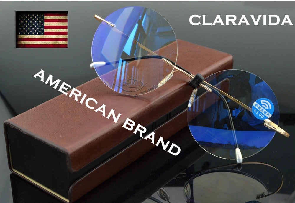 Top Trends: Round Luxury Retro Super High Quality Reading Glasses Metal Rimless With PU Case CLARAVIDA America Brand Gentlemen + 0.75~+ 4.0 Shoppable Styles