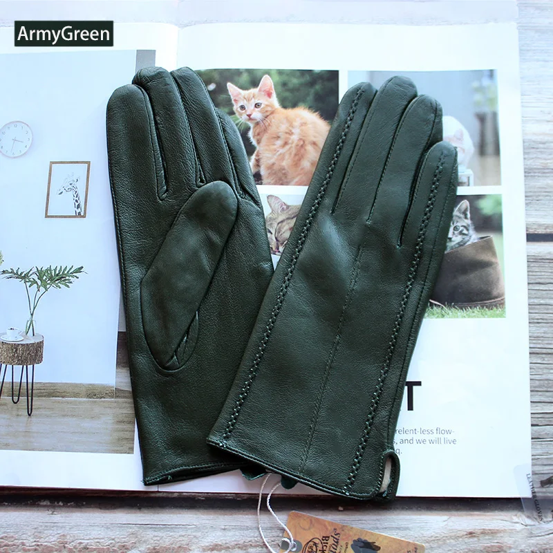 Top Trends: Winter Warm Color Leather Gloves Women Fashion Striped Style Velvet Lining Motorcycle Riding Driving Points Shoppable Styles - Image 2