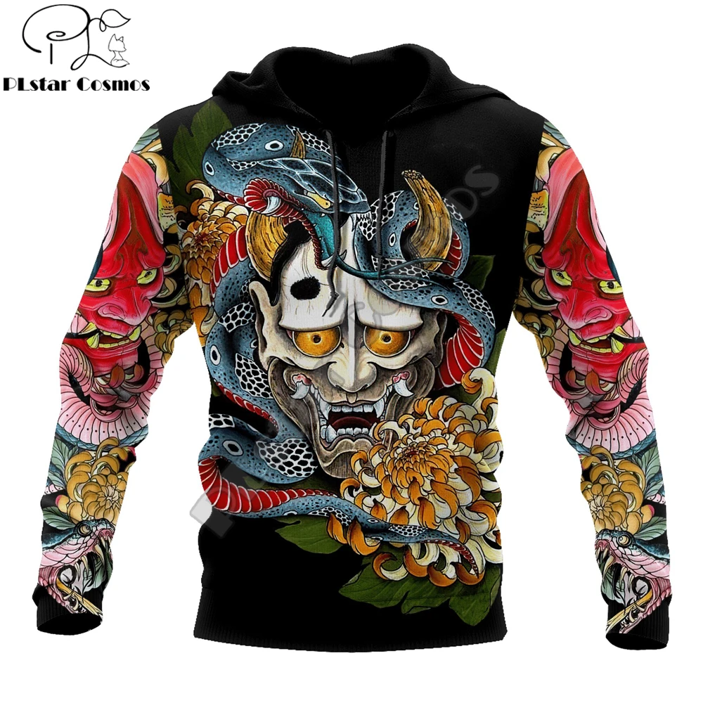 Top Trends: Samurai Oni Mask Tattoo 3D Printing Autumn Fashion Men Hoodie Unisex Hooded Sweatshirt Street Casual Jacket Tracksuit DW707 Shoppable Styles