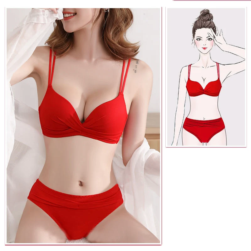 Top Trends: New Sexy Bra Set Women'S Push Up Red Black Underwear Panties Student Comfortable Breathable Bra Set Sexy Underwear For Women Shoppable Styles