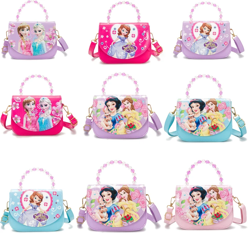 Top Trends: Disney Princess Frozen Sofia Pearl Handle PU Cute Fashion Leather Shoulder Bag Messenger Children Travel Handbag For KId Girl Shoppable Styles