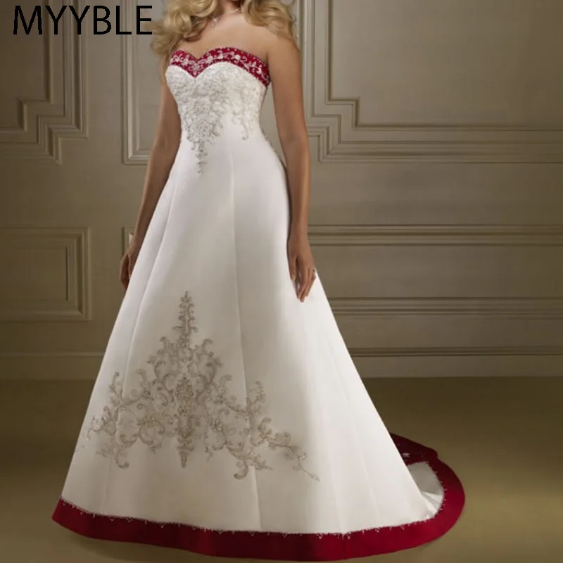 Top Trends: MYYBLE Embroidery Wedding Dresses 2021 Long A Line Sexy Strapless Bridal Dress Vintage Wedding Gown Mariage Robe De Soiree Shoppable Styles