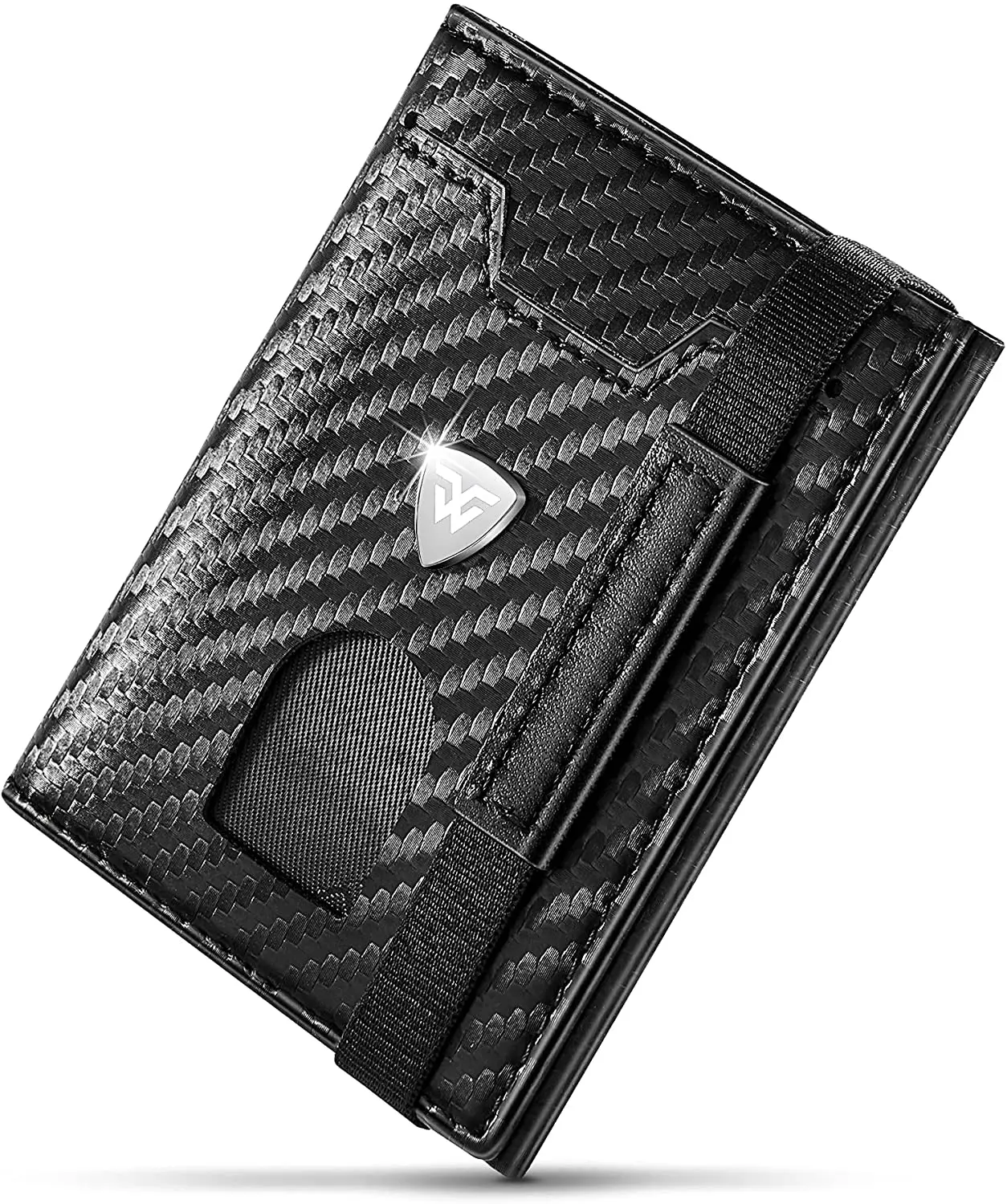 Top Trends: Mini Small Card Holder Wallets Men Slim Carbon Leather Purse RFID Card Case Zip Coin Compartment Black Shoppable Styles