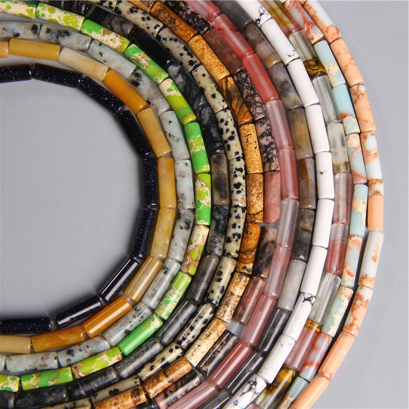 Top Trends: 4x13mm Natural Semi-precious Stone Loose Spacer Beads Strands Tube Beads Jewelry Making Accessories DIY Manual Cylindrical Beads Shoppable Styles