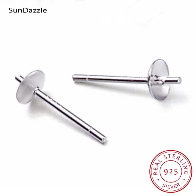 Top Trends: 10pcs Real Pure Solid 925 Sterling Silver Earring Studs Needle Post Bow Head Pad Pins 3~8mm Settings DIY Jewelry Making Shoppable Styles