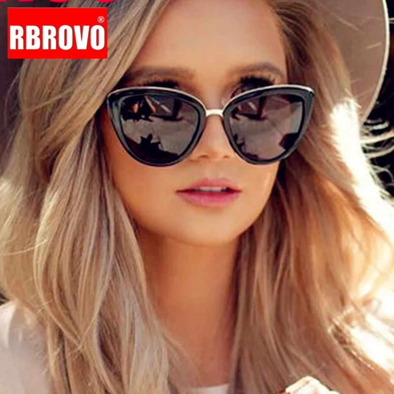 Top Trends: RBROVO 2023 New Oversized Sunglasses Women Cateye Retro Glasses For Women Luxury Sunglasses Women Brand Oculos De Sol Feminino Shoppable Styles