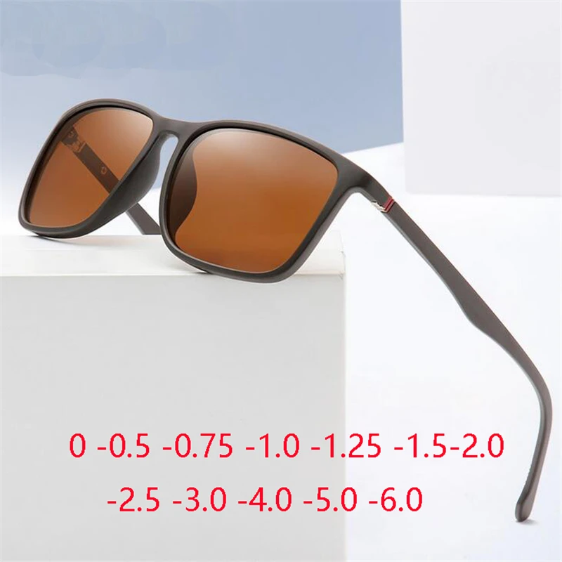 Top Trends: Sport TR90 Square Polarized Sunglasses Men Spring Leg Anti-glare Minus Lens Prescription Sunglasses Diopter 0 -0.5 -0.75 To -6.0 Shoppable Styles