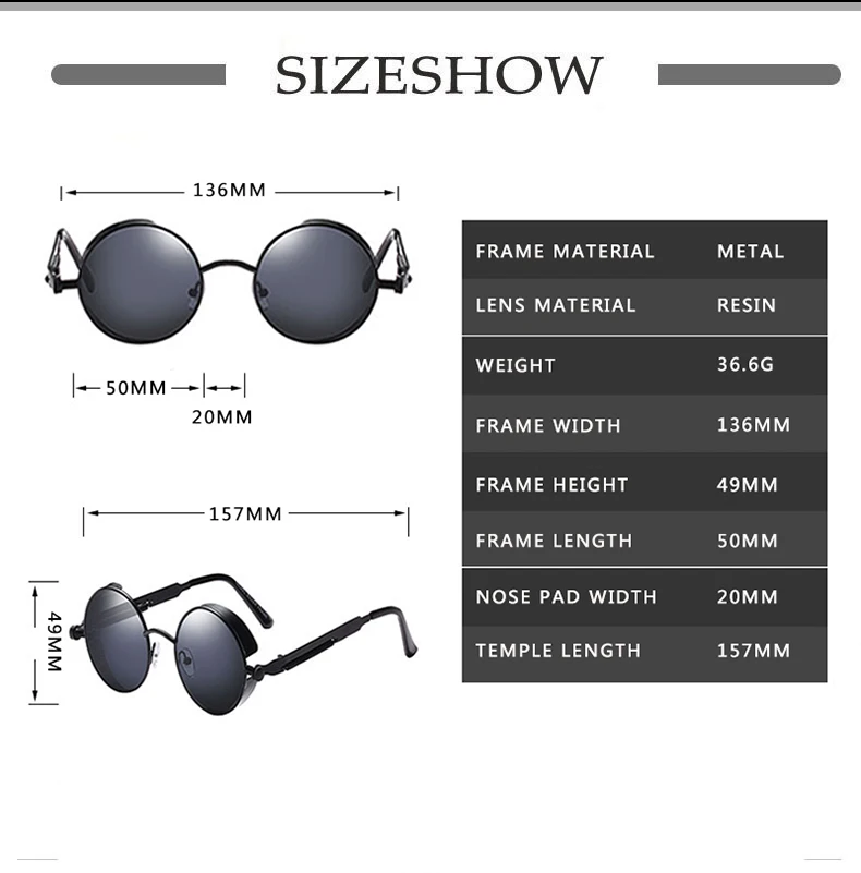 Top Trends: Classic Gothic Steampunk Style Round Sunglasses Men Women Brand Designer Retro Round Metal Frame Colorful Lens Sun Glasses Shoppable Styles - Image 5