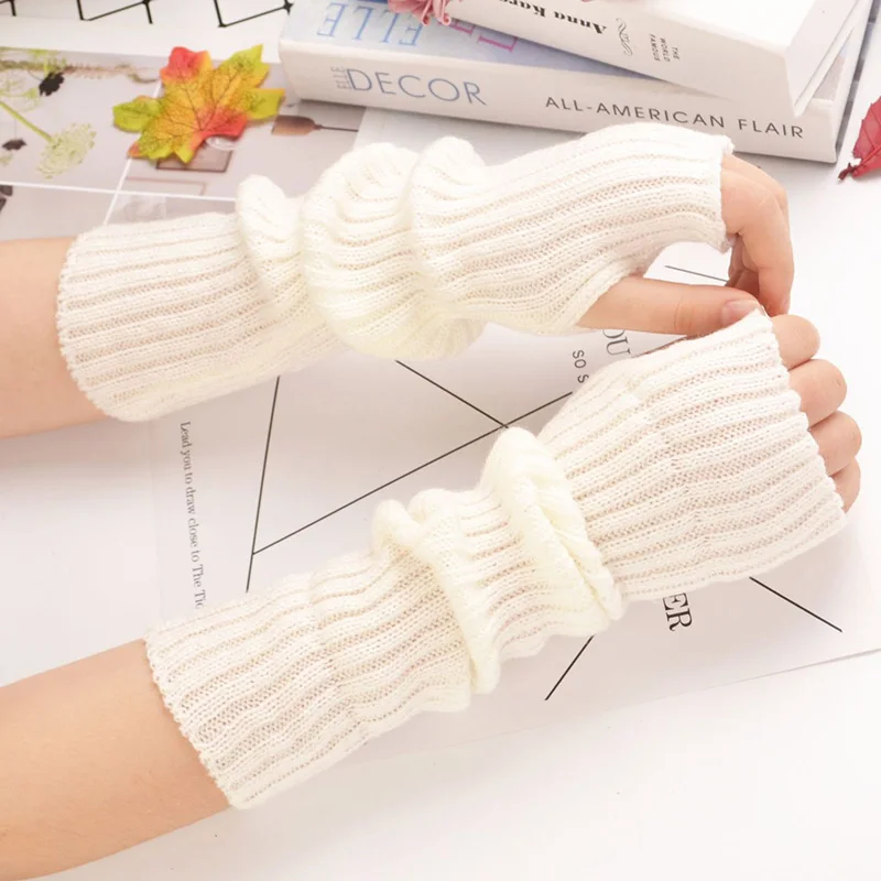 Top Trends: New Women Fingerless Gloves Arm Warmers Goth Knitted Kawaii Work Gloves Ankle Wrist Sleeves Harajuku Anime Cosplay Accessories Shoppable Styles