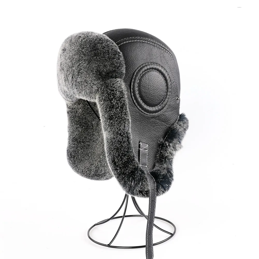 Top Trends: Winter Men&#039;s 100% Real Rex Raabit Fur Bomber Hat Ushanka Cap Trapper Russian Man Ski Hats Caps Real Sheepskin Leather Shoppable Styles