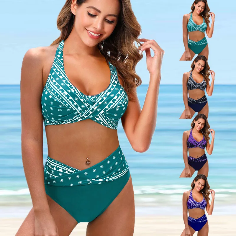 Top Trends: Plus Size Dot Print High-Waist Bikini Set Women Sexy Bandage Bikinis Swimwear 2022 Beach Bathing Suit Swimsuit 5XL Shoppable Styles