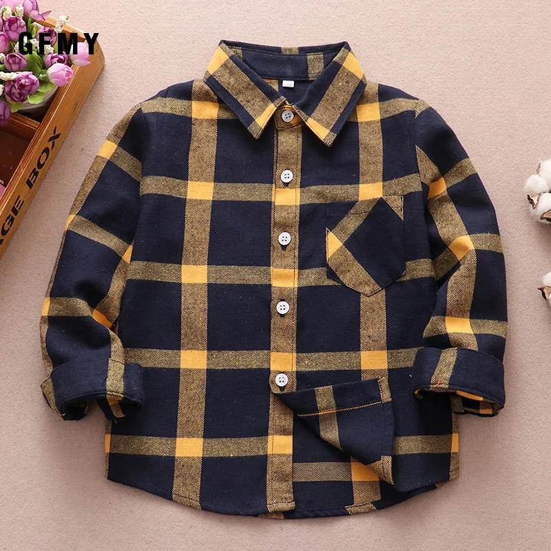 Top Trends: GFMY Boys Shirts For Girls British Plaid Child Shirts Kids School Blouse Red Tops Clothes Kids Children Plaid 12 Years Shoppable Styles