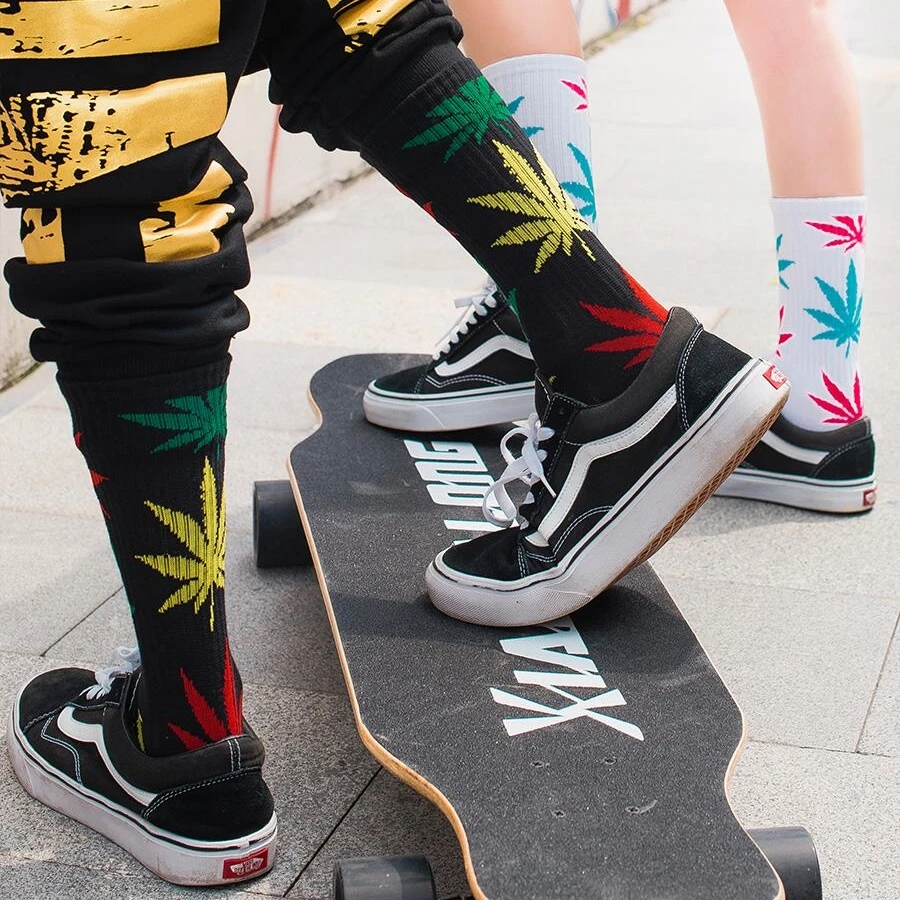 Top Trends: Unisex Fashion High Quality Hip Hop Weed Socks Street Fashion Skateboarding Trend Long Socks Happy Colorful Cotton Men Sock Shoppable Styles