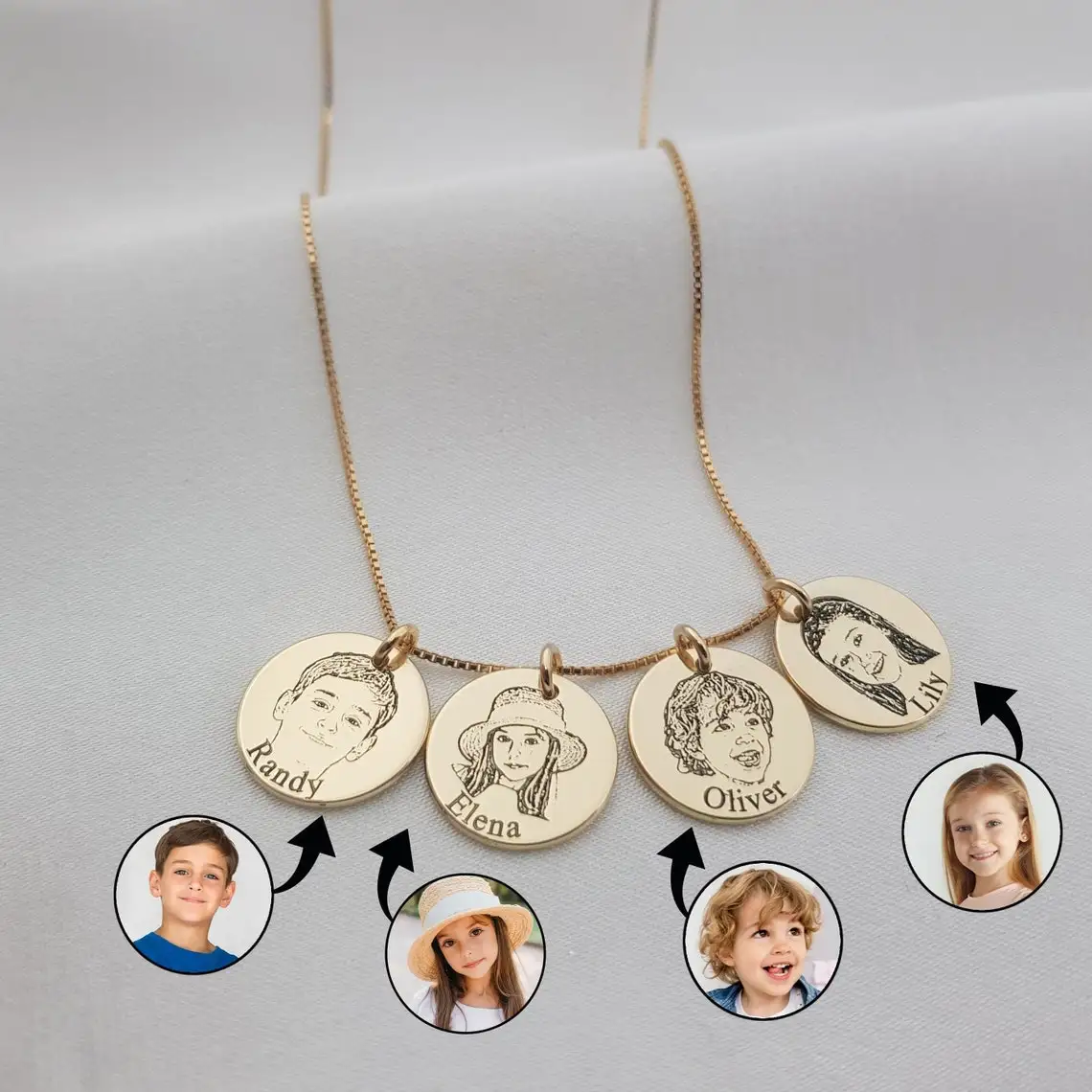 Top Trends: 15mm Personalized Mother Necklace With Kids Names Custom Photo Necklace For Women Engraved Family Portrait Necklaces Jewelry Shoppable Styles