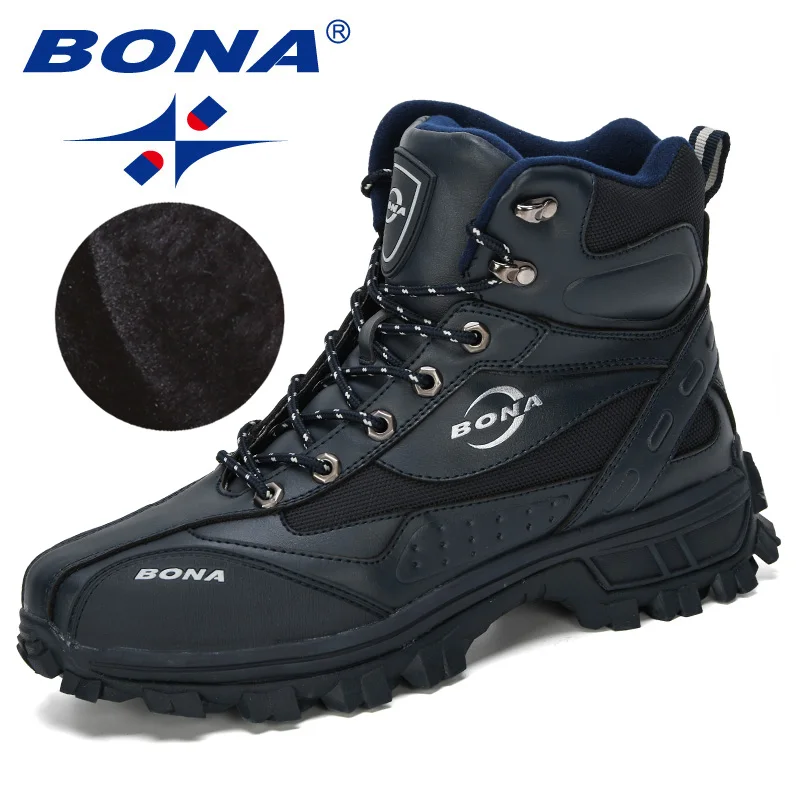 Top Trends: BONA New Designers Action Leather Shoes Climbing & Fishing Shoes Men Outdoor Shoes Man High Top Winter Boots Plush Comfy Shoppable Styles - Image 6