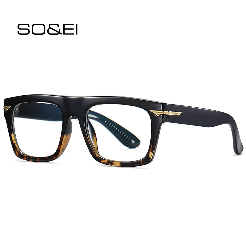 Top Trends: SO&EI Retro Square Clear Anti-Blu-Ray Eyewear TR90 Women Glasses Frame Fashion Men Optical Eyeglasses Frame Computer Goggles Shoppable Styles