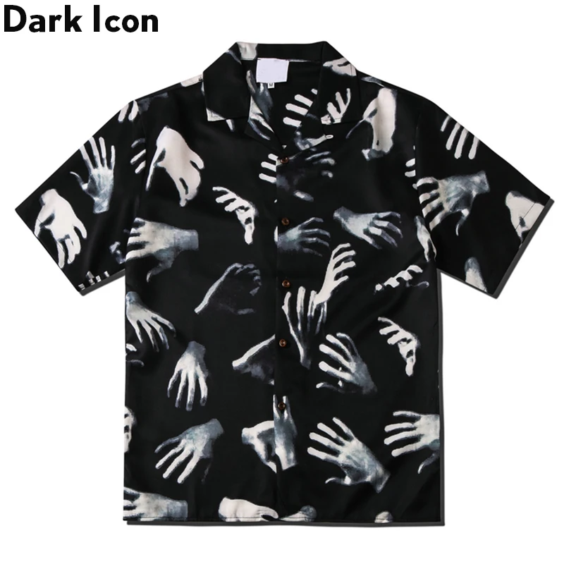 Top Trends: Dark Icon Printed Vintage Street Shirts For Men 2020 Summer Hawaiian Shirts Male Top Shoppable Styles