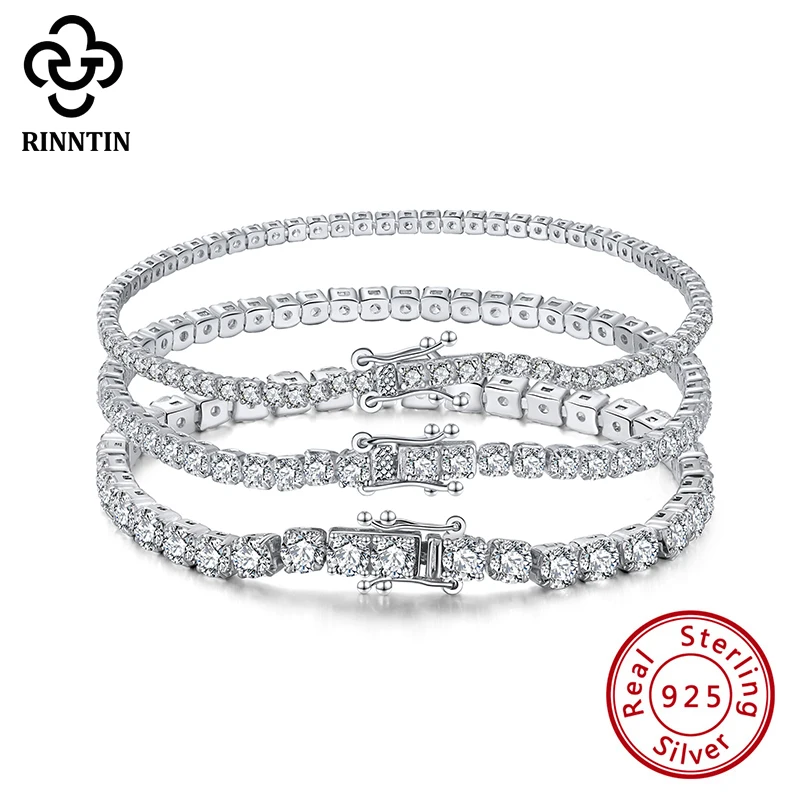 Top Trends: Rinntin 925 Sterling Silver Tennis Bracelets For Women 2mm 3mm 4mm Cubic Zirconia Bracelet Jewelry Wholesale Party Gift SB94 Shoppable Styles