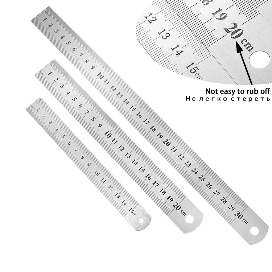 Top Trends: 1pcs / lot 15 20 30cm High Quality Stainless Steel Measuring Scale Ruler Precision Double Sided Jewelry Measuring Tool Supplies Shoppable Styles