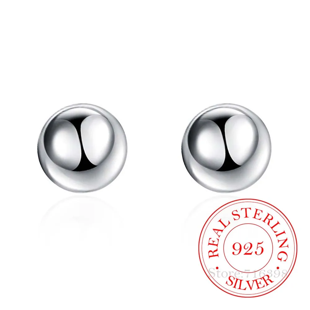 Top Trends: High Quality 925 Sterling Silver Women Jewelry 8mm / 10mm Round Beads Ball Stud Earrings Fashion Elegant Earings For Women 2023 Shoppable Styles