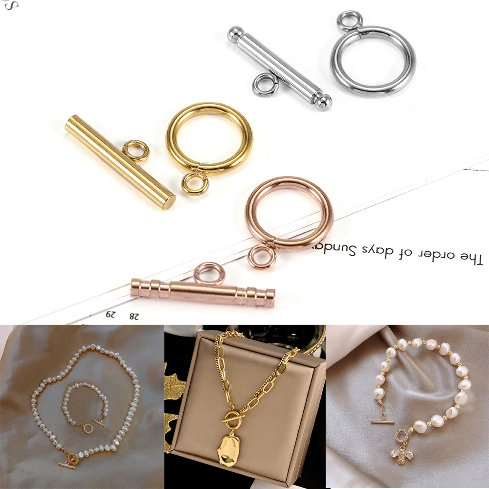 Top Trends: 3-6 Sets Gold Color Stainless Steel Fastener Bracelet Toggle Clasp Buckle Connector For Jewelry Making OT Clasps Diy Accessories Shoppable Styles