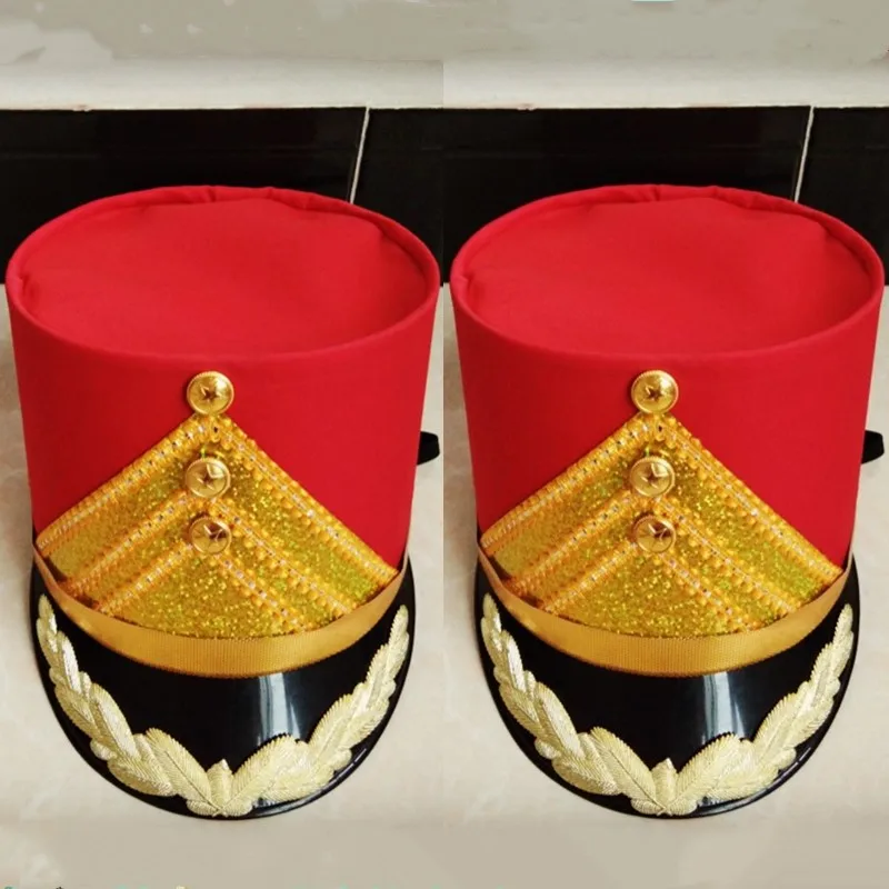 Top Trends: Red Top Hat For Children And Adults School Stage Performance Hats Drum Team Hats Music Guard Of Honour Accessories Military Cap Shoppable Styles