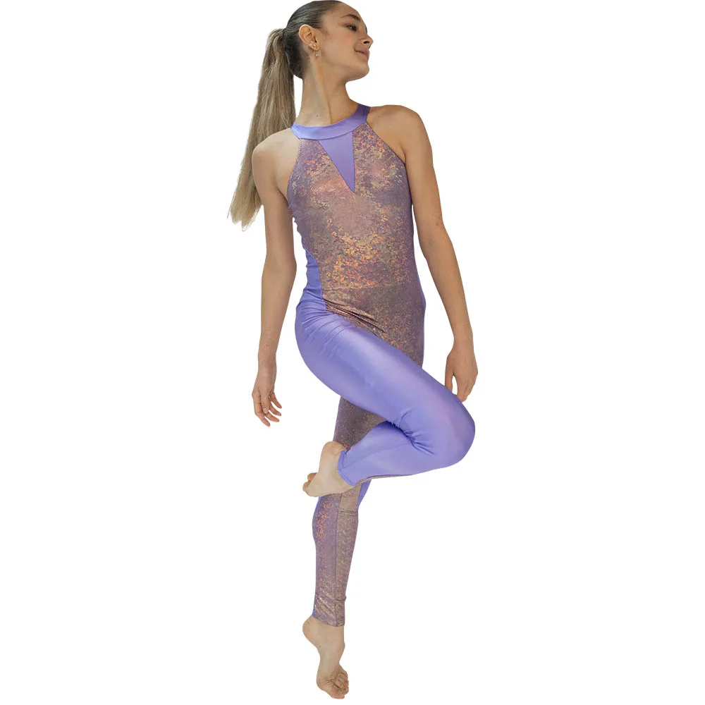 Top Trends: Light Grape Nylonlycra Hologram Sparkly Fabric Sleeveless Dance Unitard Gymnastic Bodysuit Children And Adult Sizes Available Shoppable Styles