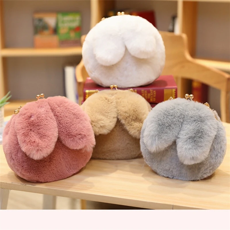 Top Trends: Rabbit Ears Bag Fashion Girls Plush Bunny HandBag Cute Animal Style Coin Wallet Gray White Japan Kawaii Lovely Make Up Purse Shoppable Styles