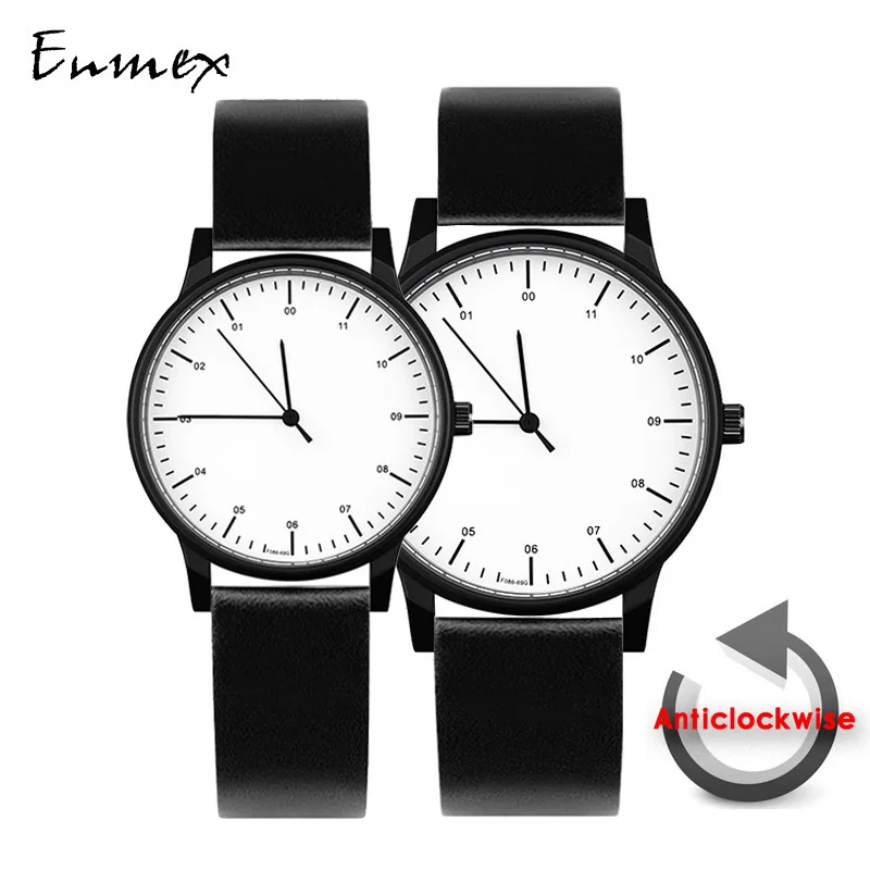 Top Trends: Creative Gift Enmex Cool Couple Watch Wristwatch Brief Vogue Simple Anti-clockwise Stylish Casual Quartz Fashion Lover's Watch Shoppable Styles