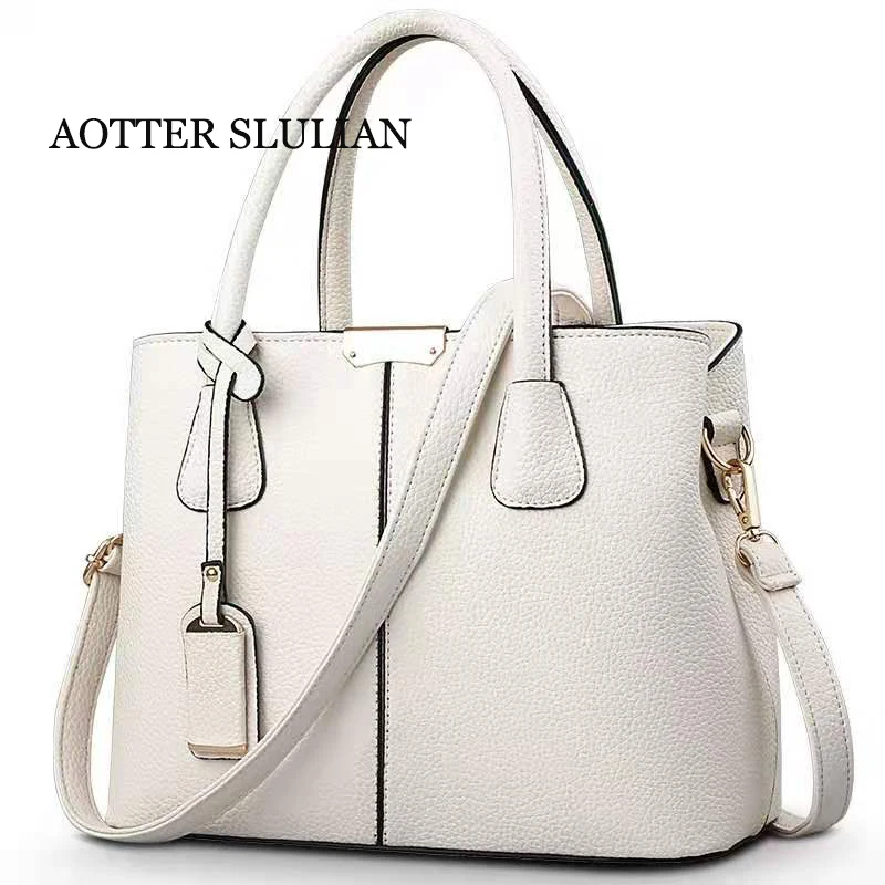 Top Trends: White Elegant Women Soft Leather Handbag Shoulder Sac Bag Lady Tote Fashion Feminine Purse Pocket Bolsa Crossbody Top-handle Bag Shoppable Styles