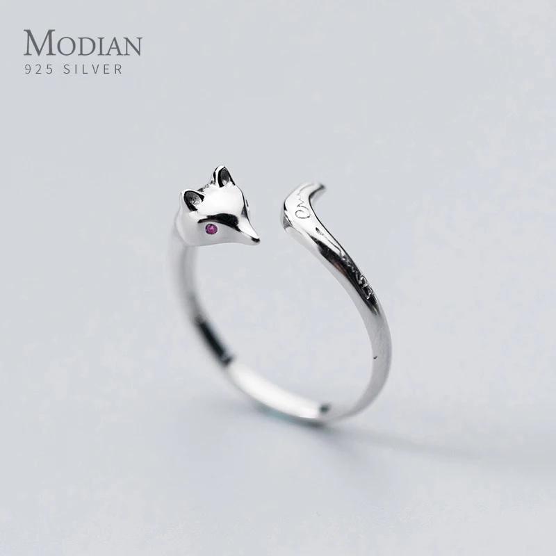 Top Trends: Modian Hot Sale Cute Animal Finger Ring For Women Little Fox Face Open Adjustable Sterling Silver 925 Ring Fashion Fine Jewelry Shoppable Styles