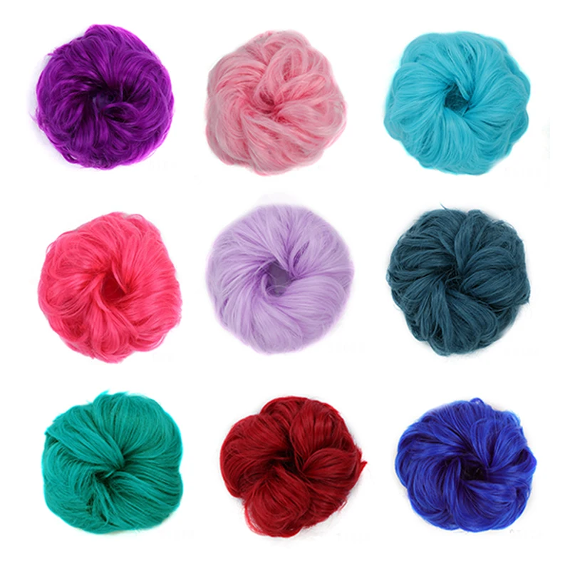 Top Trends: LUPU Synthetic Hair Bun Messy Scrunchies With Elastic Band Natural Fake Hair Tie Pieces Ponytail Colored Black Purple Pink Green Shoppable Styles - Image 4