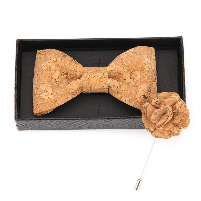 Top Trends: Floral Brooch Gravata Tie Sets Cork Wood Boutonniere Striped Christmas Handmade Wooden Bow Ties For Mens Wedding Party Shoppable Styles