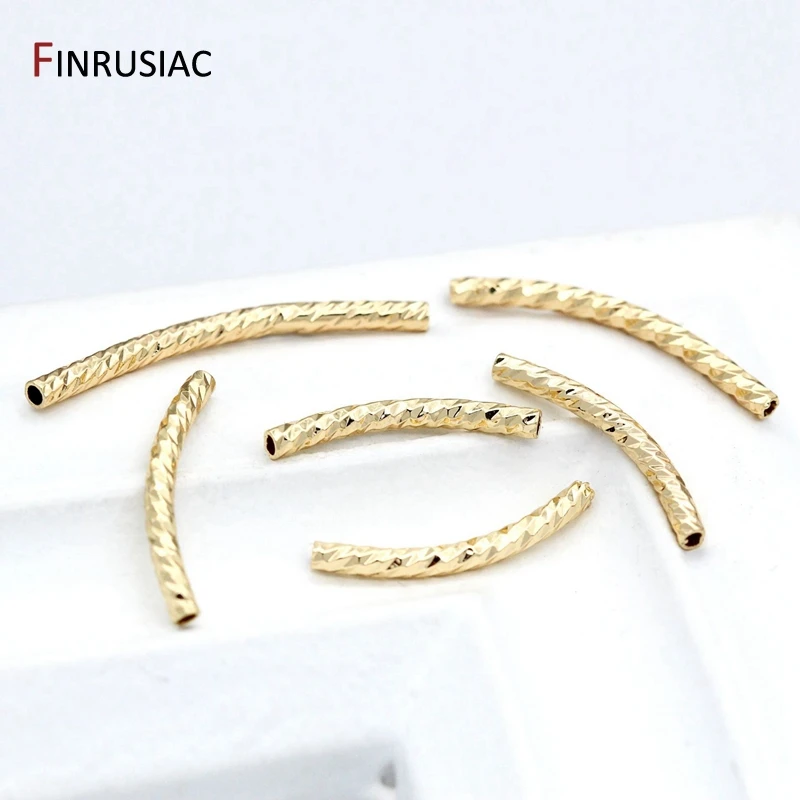 Top Trends: 14k Real Gold Plated 8 Sizes Long Curved Tube Beads Accessories For Jewelry Making, Handmade DIY Jewellery Findings Components Shoppable Styles